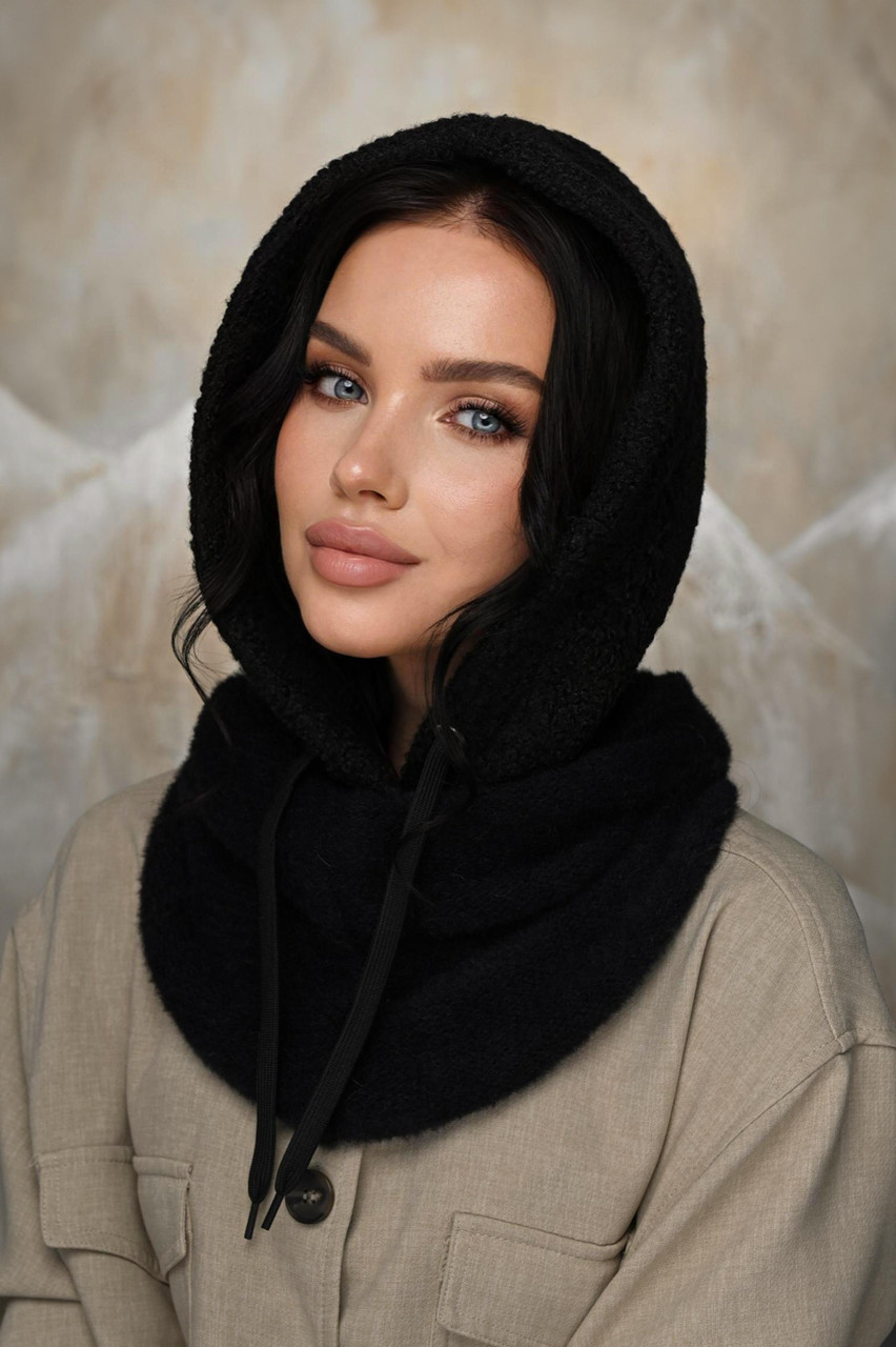 Капюшон букле с воротником, цвет черный (ID#2327857874), цена: 365 ...