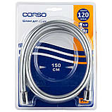 Шланг для душу 1/2" ПВХ 3-х шаровий з підшипником сріблястий 150см CORSO XB-0133 (9691611), фото 3