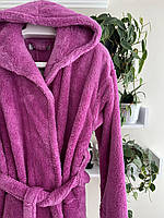 Халат женский с поясом (размер 44-48) плюш, Massimo Monelli, с капюшоном, тёплый, для дома, Турция