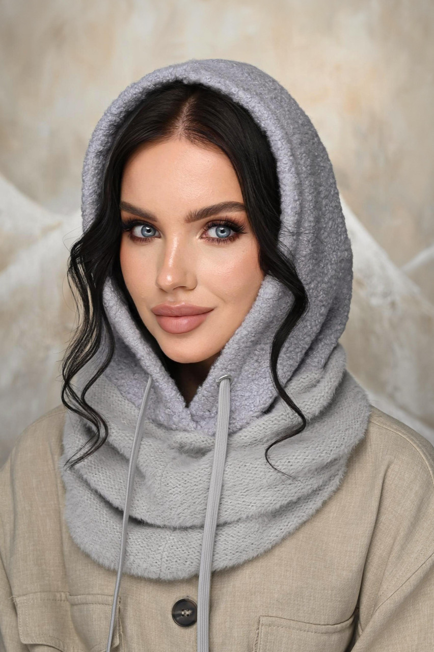 Капюшон букле с воротником, цвет серый (ID#2327857889), цена: 365 ...