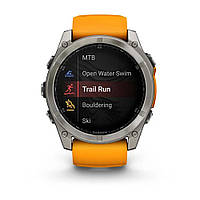 Garmin Fenix 8 51 mm Sapphire Titanium with Spark orange/graphite silicone band 010-02905-11 Розумний годинник, фото 4