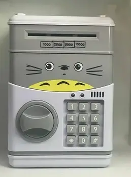 Скарбничка сейф дитяча інтерактивна іграшка Кіт Сірий із кодовим замком Cartoon CAT Лучшая цена