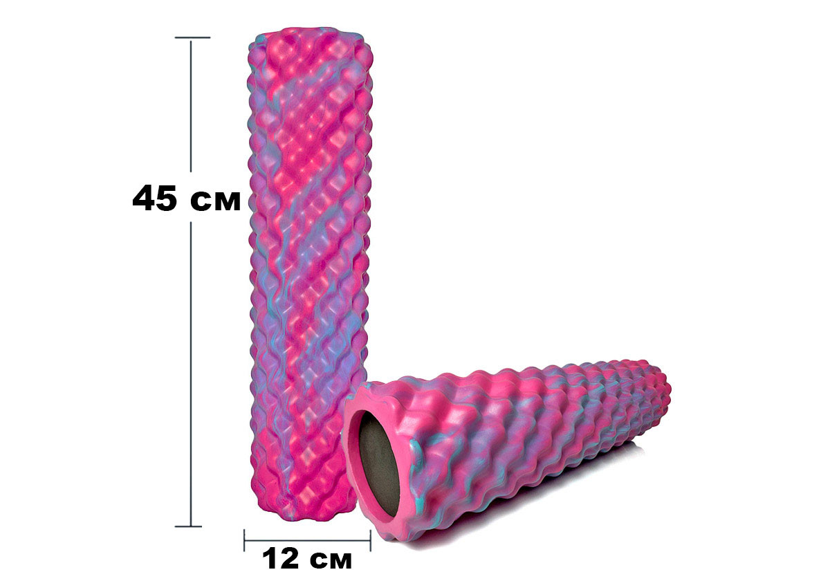 Масажний ролик EasyFit Bubbles 45 см Рожевий-блакитний