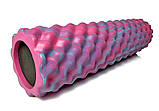 Масажний ролик EasyFit Bubbles 45 см Рожевий-блакитний, фото 4