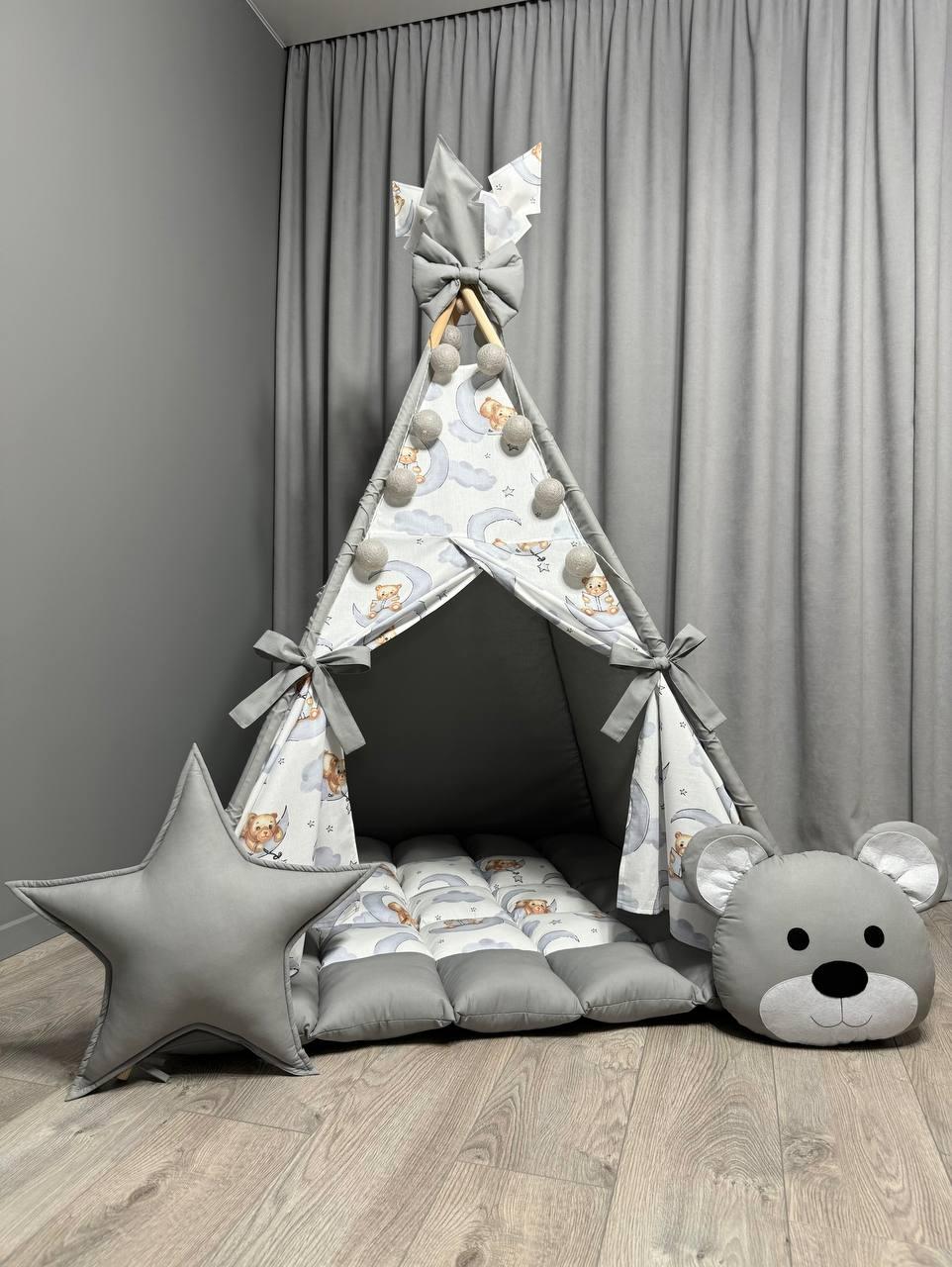 Вігвам для дітей Ведмежа на місяці 9 БОНБОН Повний комплект, вігвам для хлопчика, дитяча палатка, вігвам для дівчинки, вігвам - фото 1 - id-p2346422469