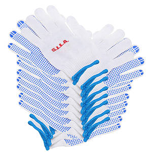 Рукавички бавовняні робочі 24 пари білі з ПВХ точкою (в-во S.I.L.A. AC) SL11.WG600G.S10.SET-PRO-ADV