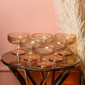 Креманки скляні набір 6 штук по 250 мл Бурштиновий