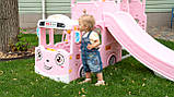 Дитячий пластиковий ігровий комплекс 2 в 1 гірка + гойдалка з будиночком і кільцем Bambi WM19090-8 для дому рожева, фото 5