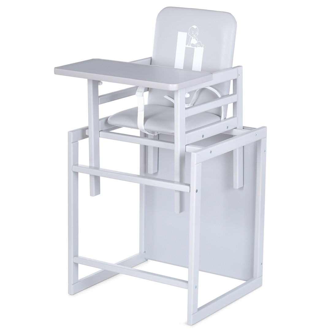 Дитячий дерев'яний стільчик трансформер 2 в 1 для годування зі столиком Bambi Grey Сірий, фото 1
