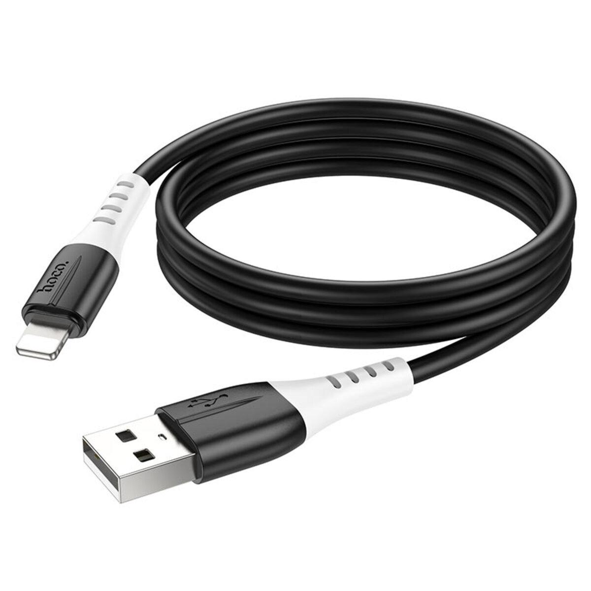 Кабель HOCO X82 USB to iP 2.4A, 1m, silicone, silicone connectors, Black, фото 1