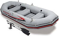 Човен надувний Intex 68376 «Mariner 4 Set» (145*328 см, моторно-гребний, чотиримісний, чотирикамерний, весла, насос, надувне дно,