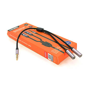 Розгалужувач аудіо iKAKU KSC-570 HUIYIN для навушників і мікрофону, Jack 3.5 (тато) 4 pin => 2 * Jack 3.5 (мама) 3 pin, круглий,