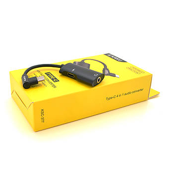 Аудіоконвертор iKAKU KSC-377 MAIQI 4 in 1 audio converter Type-C, Black, Box
