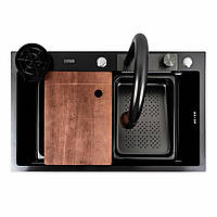 Мойка кухонная Platinum Handmade Work station A Черный 750*460 мм Раковина кухонная