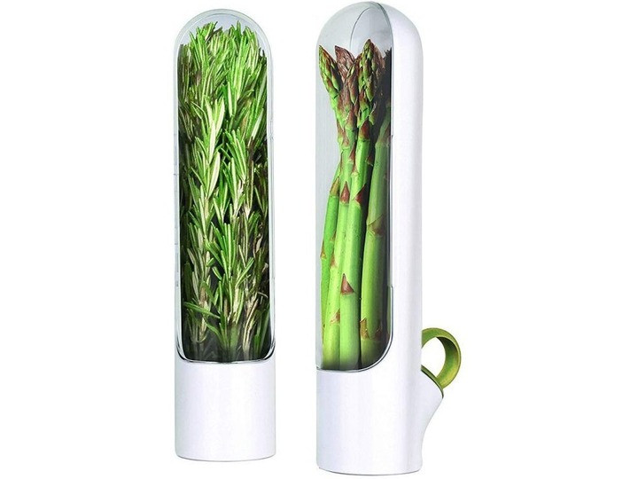 Контейнер для зберігання зелені та овочів із силіконовим корком 800 мл 25 см білий, фото 1