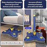 Телескопічна швабра з регульованою довжиною і функцією віджиму / Шабрабра, що обертається, на 360°, фото 4