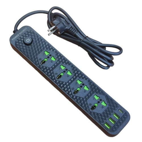 Мережний фільтр Power Socket J02 з роз'ємами USB та Type-C для заряджання пристроїв
