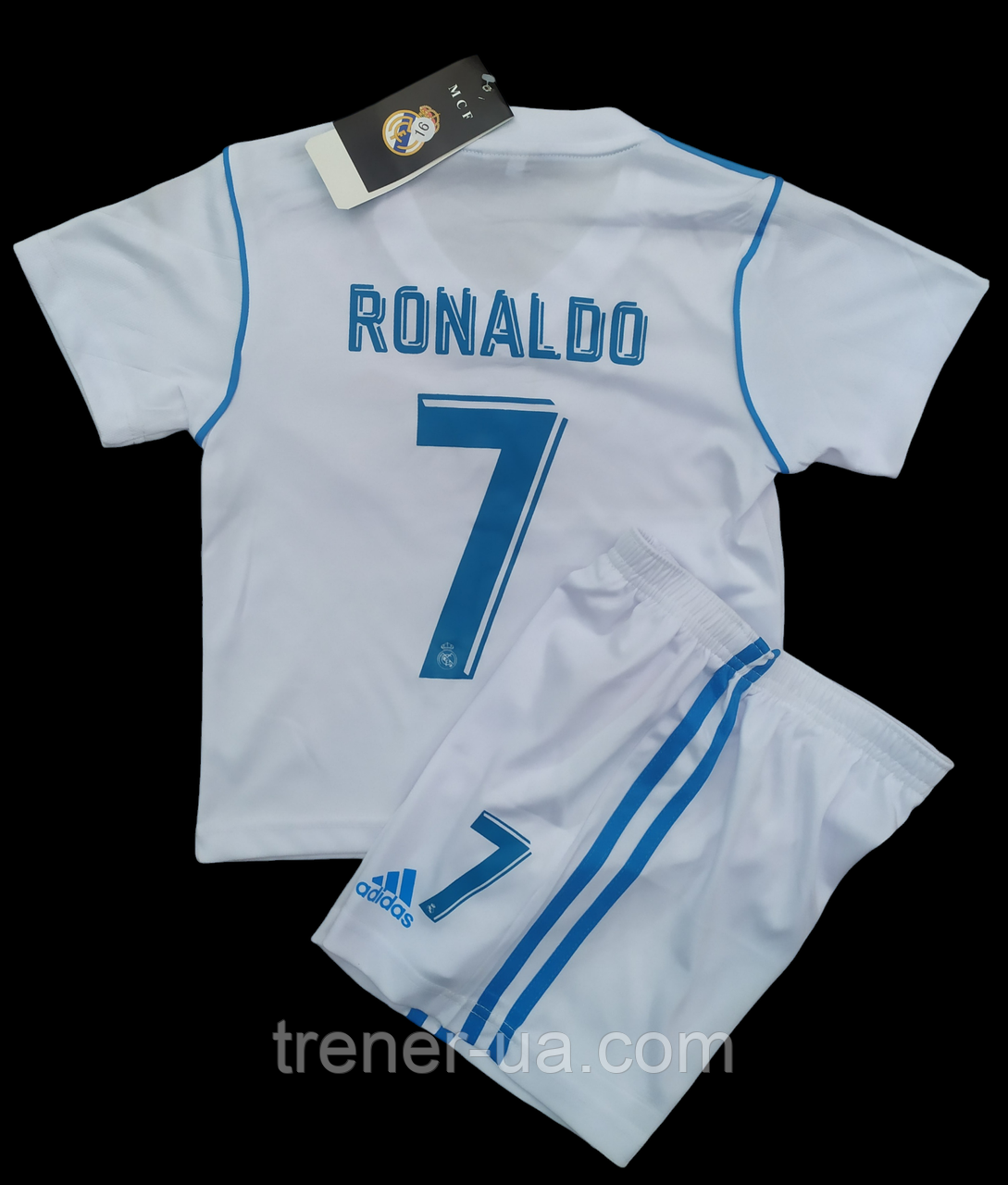 Футбольна форма дитяча Ronaldo біла, розмір 16, білого кольору