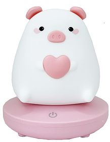 Дитячий світильник нічник Свинка із серцем MEGAZayka Рожевий з білим