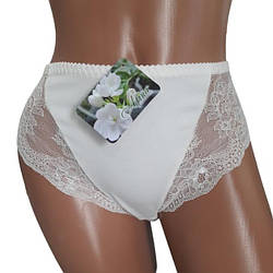 Трусики сліпи бавовняні з мереживом Афина 015 середня лінія талії молочні 4XL
