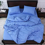 Полуторний постільний комплект 150х220 Однотонний блакитний сатин premium (23027) Бавовна 100%, фото 2
