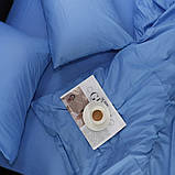 Полуторний постільний комплект 150х220 Однотонний блакитний сатин premium (23027) Бавовна 100%, фото 3