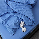 Полуторний постільний комплект 150х220 Однотонний блакитний сатин premium (23027) Бавовна 100%, фото 4