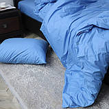 Полуторний постільний комплект 150х220 Однотонний блакитний сатин premium (23027) Бавовна 100%, фото 5