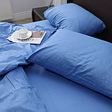 Полуторний постільний комплект 150х220 Однотонний блакитний сатин premium (23027) Бавовна 100%, фото 6