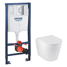 Інсталяція Grohe Rapid SL 3 в 1 38772001 + Унітаз безобідковий Kroner Armada WHI513636 RIMLESS із сидінням