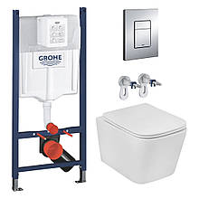 Інсталяція Grohe Rapid SL 3 в 1 3884966Q + Унітаз безобідковий Kroner Eifel WHI483429 TORNADO із сидінням Slim