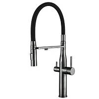 Змішувач для кухні Lamber VTM-021G з підключенням до фільтру з нержавіючої сталі графітовий