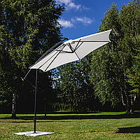 Садова парасолька LEOBRO з боковим подовжувачем та LED освітленням, білий.