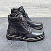 Зимові чоловічі шкіряні черевики на блискавці чорні утеплені з натуральної шкіри на хутрі на зиму, розмір 40-45, фото 2