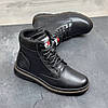 Зимові чоловічі шкіряні черевики на блискавці чорні утеплені з натуральної шкіри на хутрі на зиму, розмір 40-45, фото 5