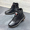 Зимові чоловічі шкіряні черевики на блискавці чорні утеплені з натуральної шкіри на хутрі на зиму, розмір 40-45, фото 4
