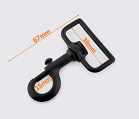 Карабін металевий чорний, 38мм