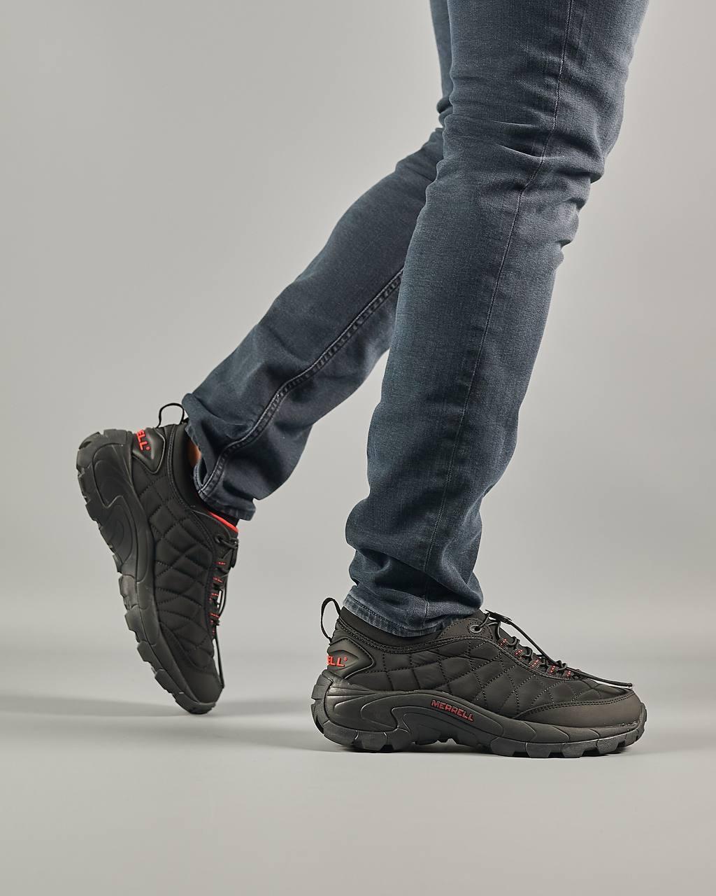 Чоловічі кросівки єврозиму Merrell Ice Cap Moc 2 Gore-Tex All Black Red, Мерел чорні водонепр. 41