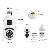 IP WiFi Поворотна камера UKC SQ02 із двома об'єктивами. Доступний v380 та нічна зйомка, фото 7