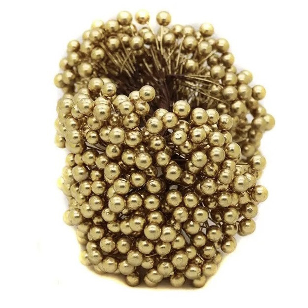 Калина Лакова 12 мм 200 дротів 400 ягід колір Золото