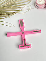 Магнит для ногтів 5в1 Форма креста Кошаче  Око РОЖЕВИЙ