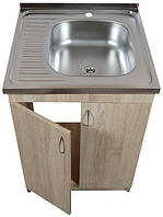 Тумба кухонна Дуб Сонома з мийкою 60x60 (0,6 мм, права чаша), сифон
