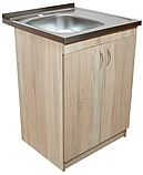 Тумба кухонна Дуб Сонома з мийкою 80x50 (0,6 мм, ліва чаша), сифон, фото 3