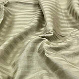 Постільна білизна на резинці двоспальна Євро 200х220 страйп сатин оливковий (23135) Бавовна 100%, фото 4