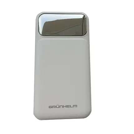 Power Bank - Портативна батарея 10.000 mAh. білий - GP-10WQC швидка зарядка 22.5W GRUNHELM, фото 1