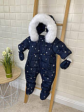 Зимовий дитячий теплий комбінезон з пінетками та рукавичками для новонароджених розмір 80, фото 3