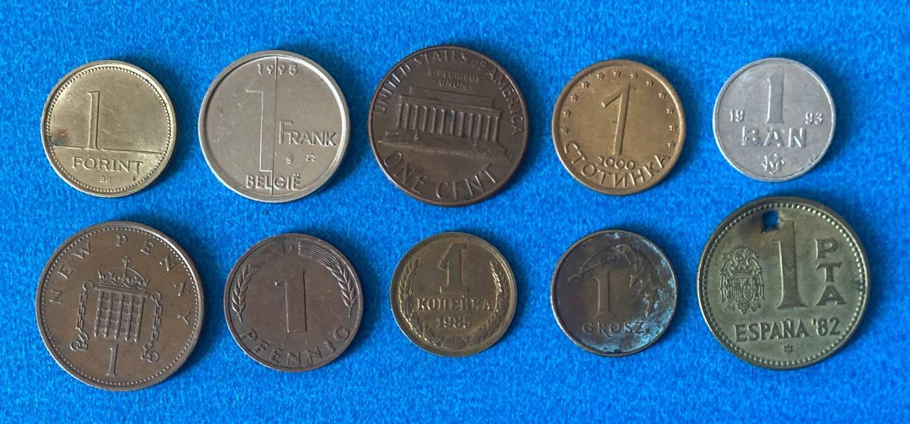 Набір монет "Самий дрібний номінал" 10 монет — 10 країн