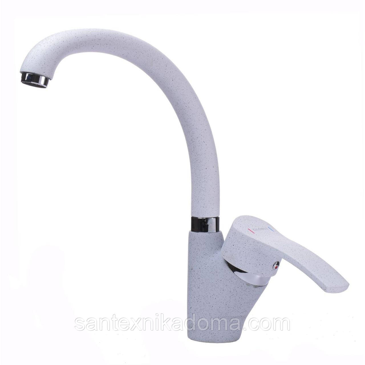 Змішувач на кухню Globus Lux QUEENSLAND GLQU-0203S-BIG-7-WHITE латунь білий