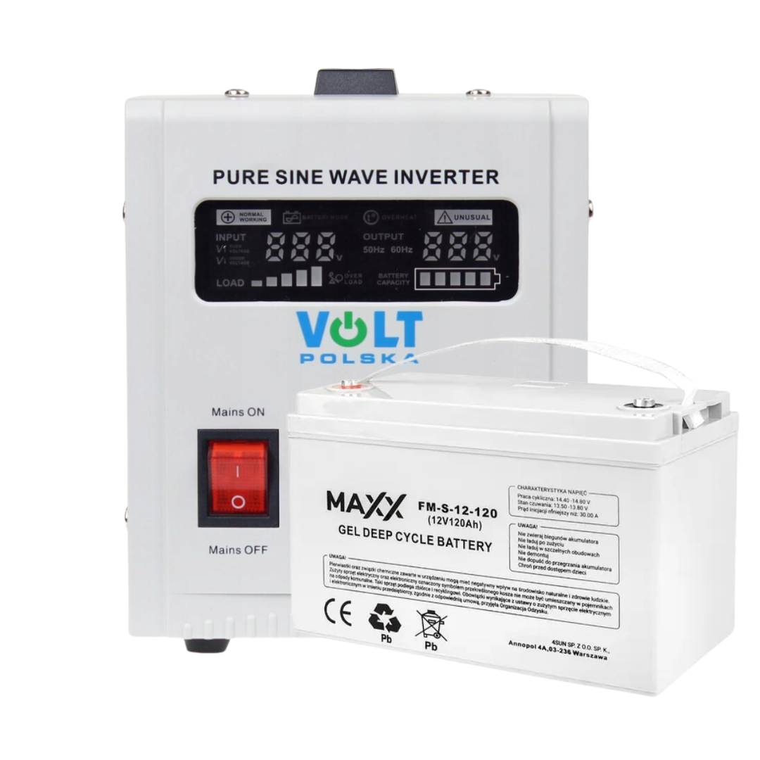 Комплект аварійного електроживлення: Volt Polska 350/500W + Гелевий аккумулятор 4SUN MAXX GEL 120 Ah