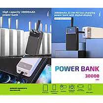 Power Bank - Портативна батарея 30.000 mAh. білий - GP-30WQC. швидка зарядка 22.5W GRUNHELM, фото 5